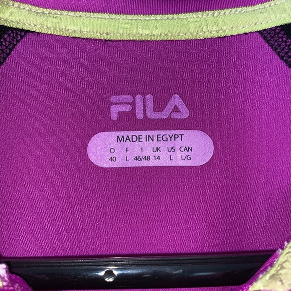 FILA Black & Purple 1/4 Zip with Pockets Long Sleeve Running pullover Size Large - Picture 5 of 5